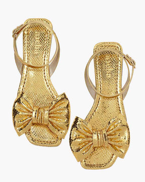 Bow gold sandals
