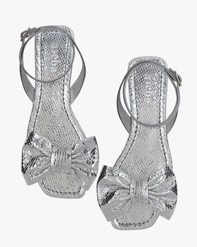 Bow silver sandals