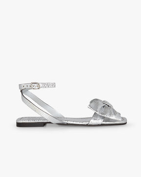 Bow silver sandals